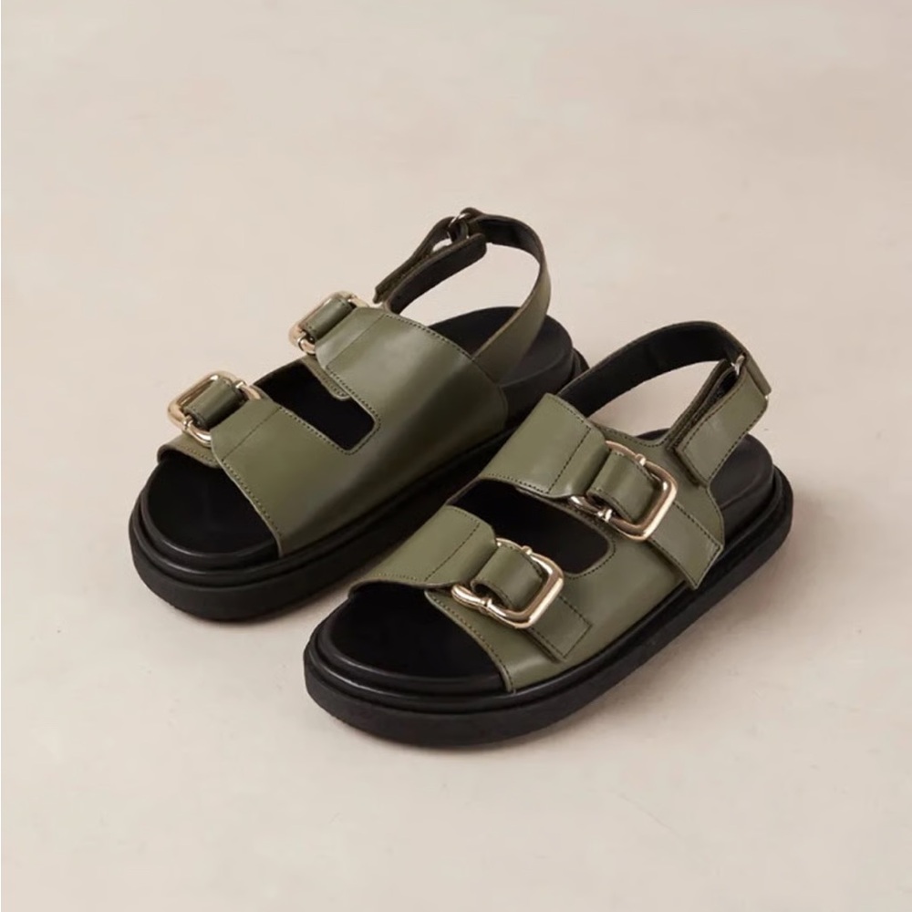 ALOHAS Olive Green Harper Sandals Black Soles